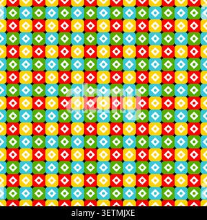 Ludo cubes style geometrical allover seamless repeat pattern Stock Vector
