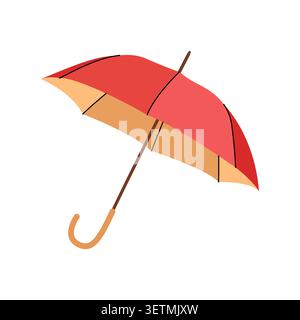 Open red umbrella vector illustration for rainy day protection flat Stock Vector