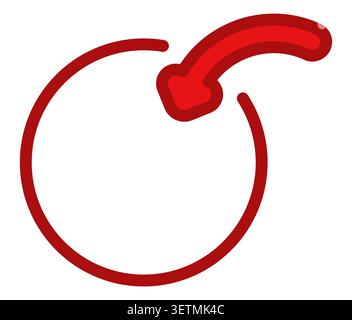 Red circular arrow icon minimal flat design reload symbol Stock Vector