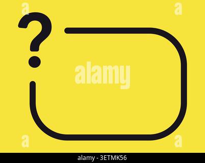 Question mark speech bubble outline minimal black on yellow Stock Vector