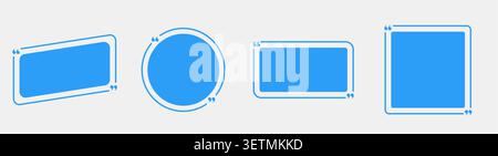 Blue rounded frame badge set flat minimal outline shapes Stock Vector