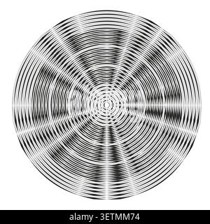 Geometric circular forms pack features black vector concentric line shapes. Minimal collection visualizes abstract illusion. eps 10 Stock Vector
