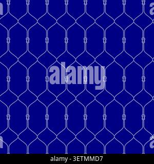 Bold nautical lattice pattern featuring interlocking sailor ropes and decorative knots arranged in an elegant geometric repeat Stock Vector