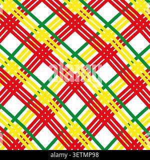 Diagonal plaid forms pack features colorful vector checkered grid lines. Seamless pattern highlights fabric design. eps 10 Stock Vector