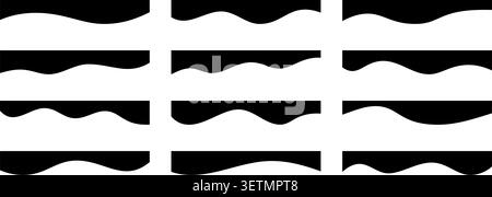 Wave divider shapes with curved borders for modern website headers, banners, and page templates. Abstract graphic elements for web design layouts. Stock Vector