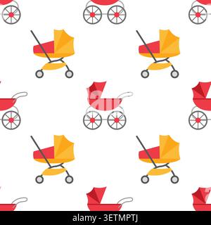 Baby stroller cradle seamless pattern Stock Vector