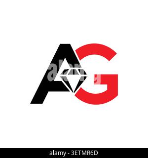 AG monogram logo with diamond gemstone symbol Stock Vector