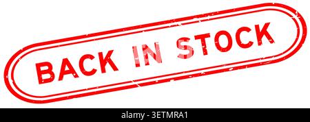 Grunge red back in stock word rubber seal stamp on white background Stock Vector