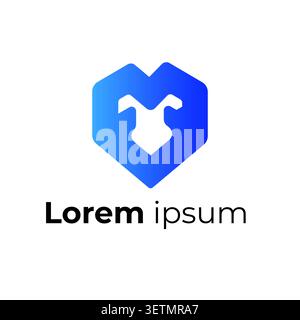 Modern abstract M monogram logo featuring a shield-inspired geometric structure with a vibrant blue gradient. The bold and symmetrical design represen Stock Vector