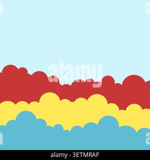 Colorful sky and clouds background. Vector cartoon illustration. Simple flat style graphics subtle design. Stock Vector