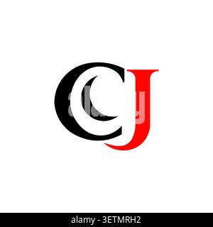 CJ monogram logo with crescent moon symbol Stock Vector