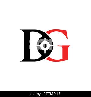 DG monogram logo with target focus symbol Stock Vector