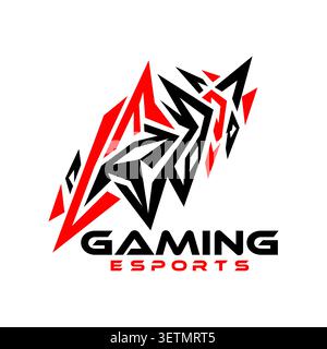 Aggressive wolf-inspired esports gaming logo featuring sharp lightning-style geometry, dynamic angular shapes, and a futuristic predator design. Craft Stock Vector