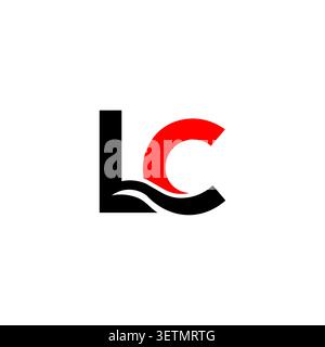 LC monogram logo with wave flow symbol Stock Vector