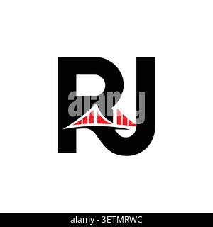 RJ monogram logo with bridge connection symbol Stock Vector