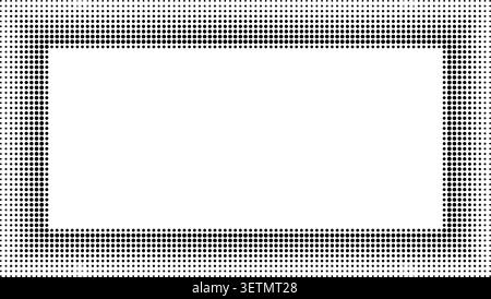 Rectangle border with halftone dot pattern creates retro comic aesthetic. Gradient frame with geometric texture perfect for popart and manga artwork. Stock Vector