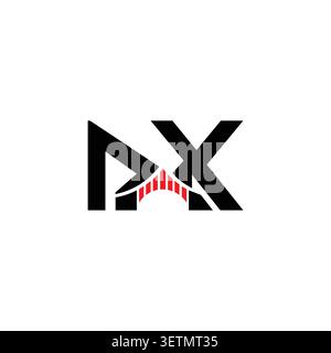 NX monogram logo with bridge connection symbol Stock Vector