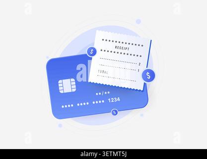 Expense tracking with receipt management, payment records and business spending analysis. Expense reporting, purchase tracking and financial transaction monitoring vector illustration. Stock Vector