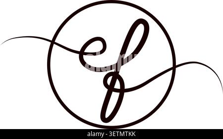 Abstract circular monogram letters e and f Stock Vector
