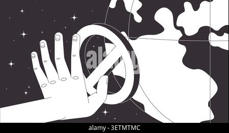 Global restriction and sanctions against world concept line illustration Stock Vector