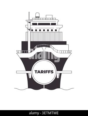 Tariffs on maritime trade line illustration concept Stock Vector