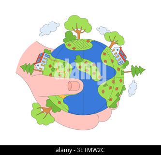 Natural resource conservation 2D illustration concept Stock Vector