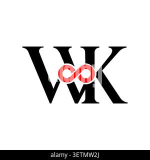 WK monogram logo with infinity connection symbol Stock Vector