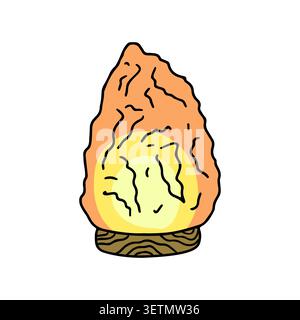Hand drawn doodle salt night lamp clipart vector illustration. Cozy domestic light line art isolated on white Stock Vector