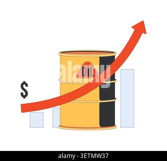 Rising crude oil prices 2D illustration concept Stock Vector