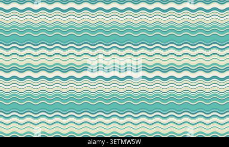 Serene teal and cream wavy stripes create a calming, textured pattern. Ideal for textile design, website backgrounds, or any project needing a soothin Stock Vector