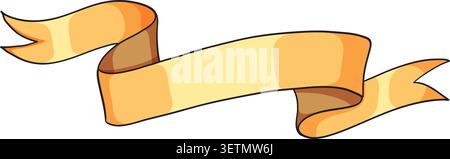 Curved yellow ribbon banner with gradient shading and clean outlines for announcements or decorative design. Stock Vector