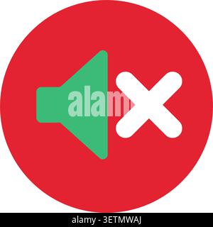 Muted speaker flat illustration representing silent audio disabled sound and notification control Stock Vector