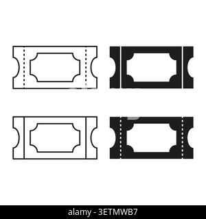 Admission ticket icon set in line and glyph styles vector. Graphic elements support cinema and event booking applications. EPS 10. Stock Vector