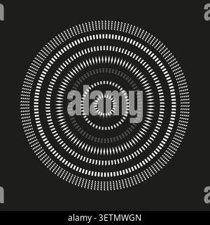 Monochrome radial pattern with geometric shapes vector. Graphic supports technology UIs and data visualization projects. EPS 10. Stock Vector