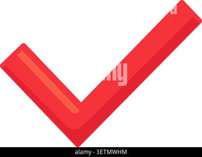 Red checkmark flat illustration representing verification completion approval and successful confirmation Stock Vector