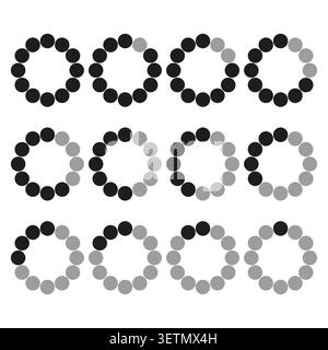 Set of circular loading progress indicator icons vector. UI elements support web design and software application interfaces. EPS 10. Stock Vector