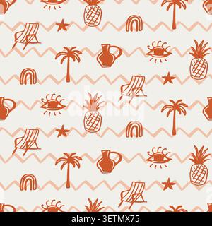 Tropical boho vector seamless pattern with palms. Stock Vector