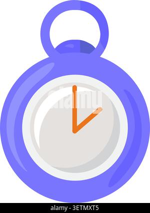 Purple stopwatch flat illustration representing time management productivity deadline and business planning Stock Vector