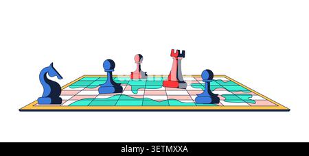 Chess strategy and tactics board 2D cartoon object Stock Vector