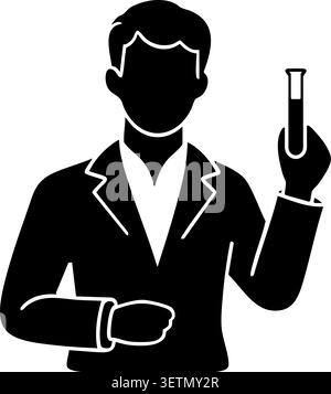 A laboratory scientist in formal workwear raises a test tube for analysis Stock Vector