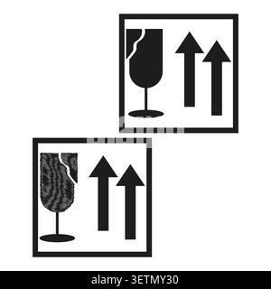 Packaging symbol forms pack features black vector fragile glass shapes. Minimal collection visualizes shipping sign. eps 10 Stock Vector