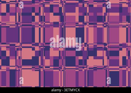 Futuristic glitch background with shifting stripes and fragmented squares forming a dynamic digital landscape. Subtle noise and grunge textures add de Stock Vector