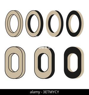 Oval ring forms pack features beige vector 3d frames. Minimal collection highlights modern architecture design. eps 10 Stock Vector