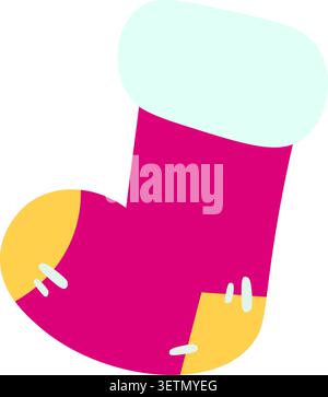 A Christmas stocking for the holiday and gift wrapping. Vector illustration of a Christmas stocking for Santa Claus. A stylized winter decor item. A Stock Vector
