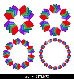 Geometric wreath forms pack features colorful vector circular star shapes. Vibrant collection enhances modern layout. eps 10 Stock Vector