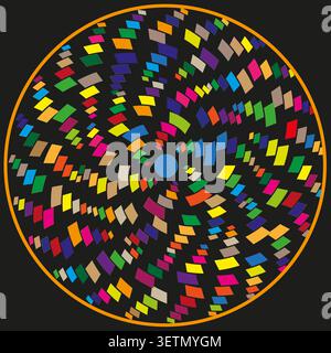 Geometric circular forms pack features colorful vector mosaic spiral shapes. Vibrant collection visualizes vortex. eps 10 Stock Vector