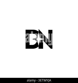 BN monogram logo with sparkle star symbol Stock Vector