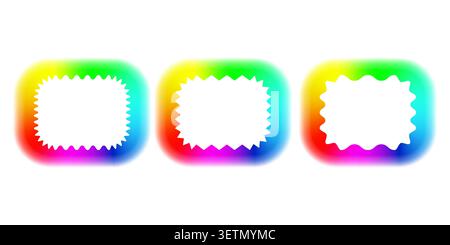 Set of rectangular frames with rounded corners and a rainbow LED panel. 3D vector illustration. Stock Vector