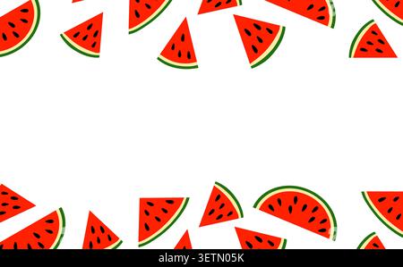 Summer vector background. Watermelon pattern. Abstract fun tropical illustration for banner, cover, flyer, poster, text.  Stock Vector