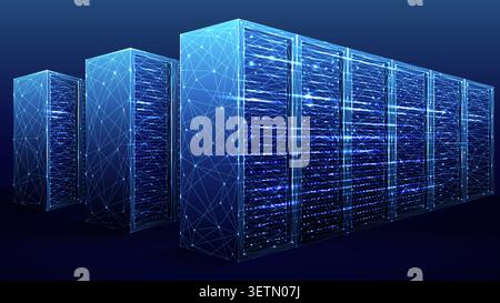 Futuristic Data Server Room With AI Network Technology Stock Vector